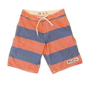 RVCA Board Shorts Mens 30 Red/Blue Striped Quick Dry Drawstring Tie Quick Dry